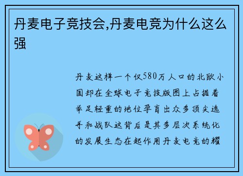 丹麦电子竞技会,丹麦电竞为什么这么强
